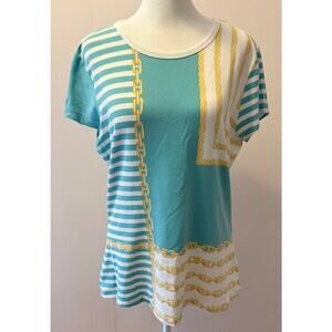 J. McLaughlin Catalina Cloth Shortsleeve Chain Graphic Tee Size L